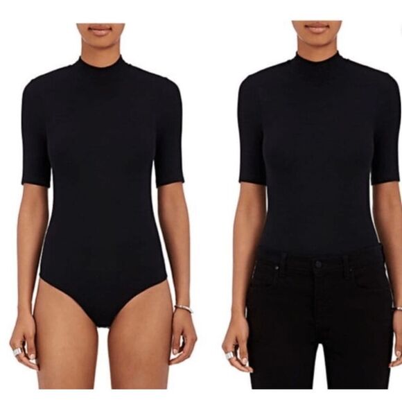 ATM Anthony Thomas Melillo Modal Ribbed Mock Neck Short Sleeve Bodysuit Large - Picture 1 of 9
